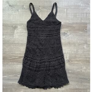 Lucky Brand Black Crochet Sleeveless Slip Dress Mini Sz